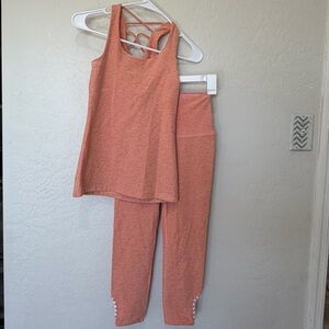 Beyond Yoga Heathered Coral workout set